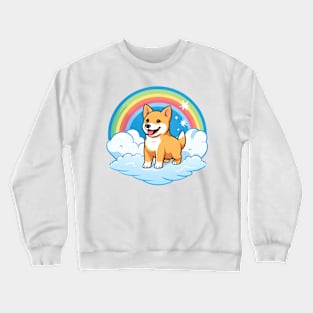 Cute Carolina Dog Rainbow Cloud Kawaii Dog Happy Puppy Crewneck Sweatshirt